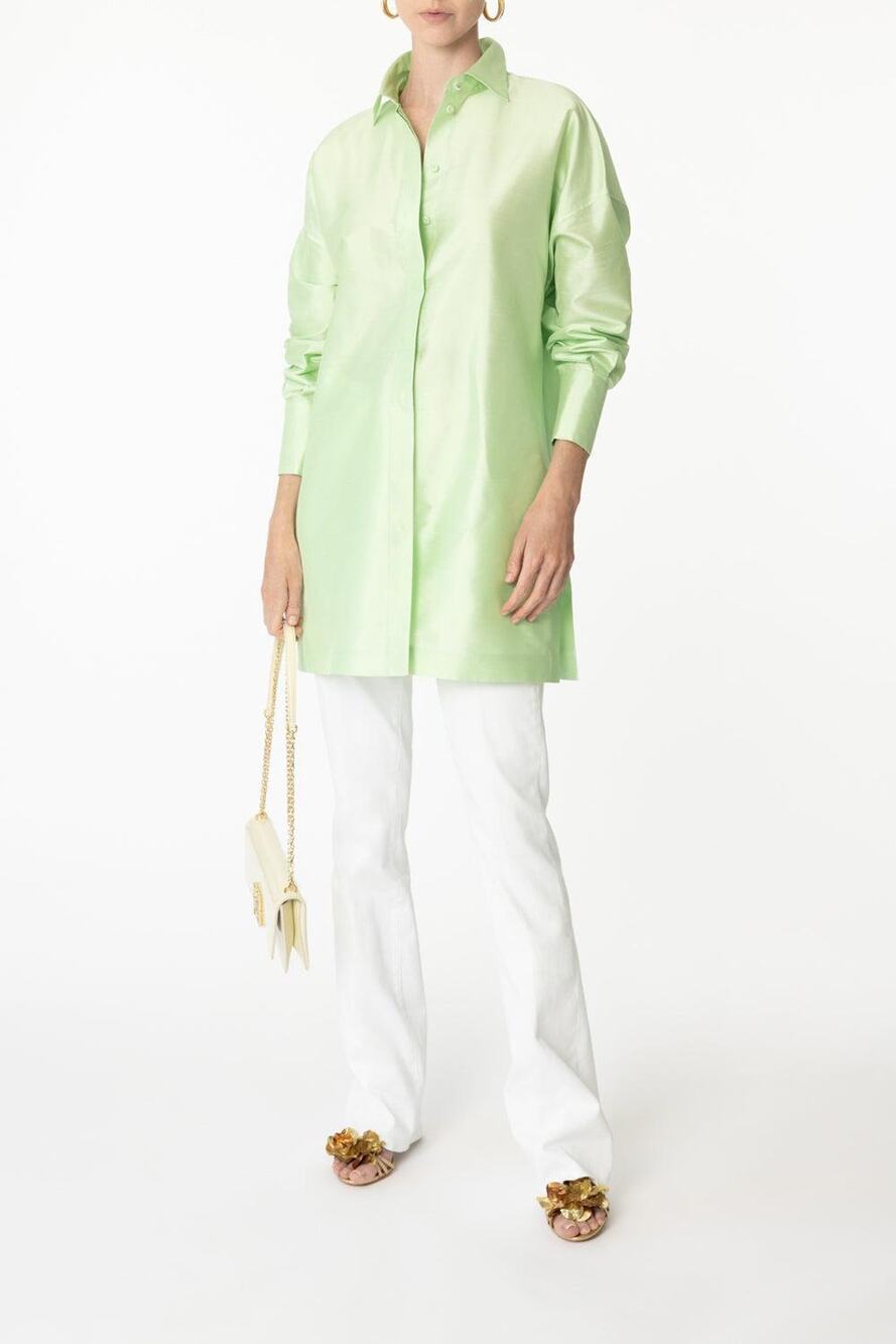 MaxMara Womens Artesua LS Silk Oversize Blouse in Lime Green US 4